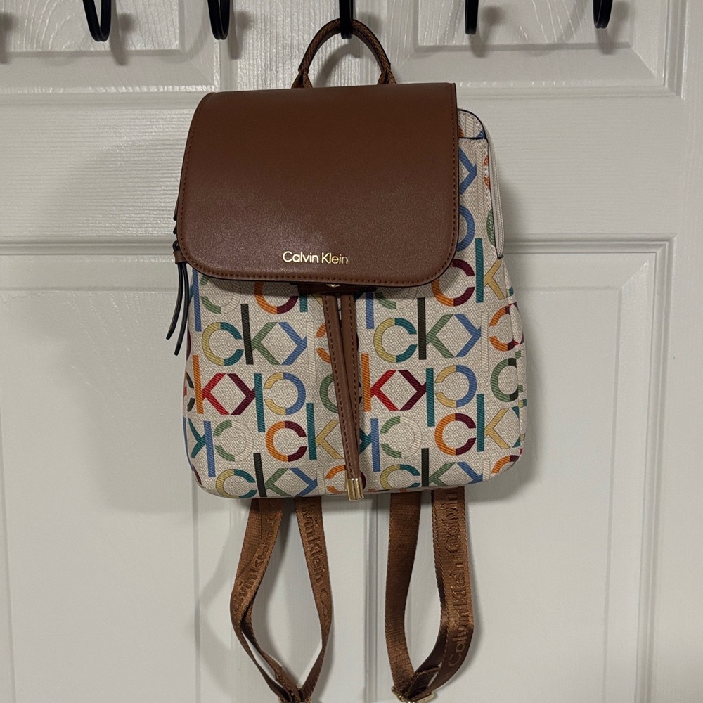 Calvin Klein Brown and Multicolor Logo Backpack